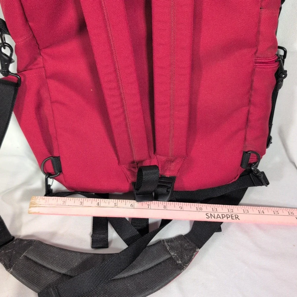 LL Bean 0NDR7 Deluxe Book Satchel Comfort Carry Laptop Travel Backpack Red